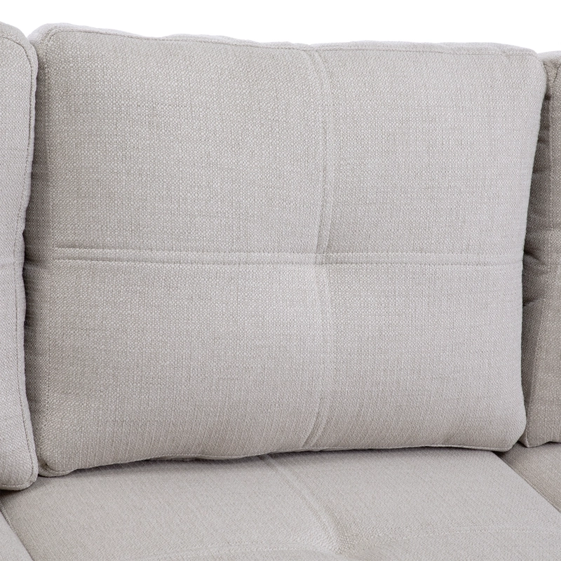 SOFA SECCIONAL CAMA 2 PLAZAS MODERNO LINO GRUESO BEIGE REVERSIBLE WING - 2