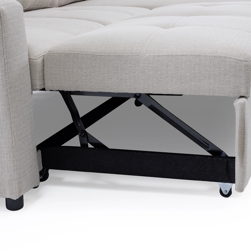 SOFA SECCIONAL CAMA 2 PLAZAS MODERNO LINO GRUESO BEIGE REVERSIBLE WING - 3