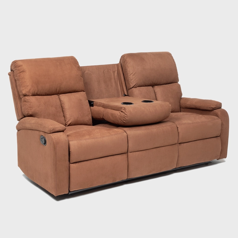 LIVING RECLINABLE SOFA 3 CUERPOS - MATHEUS CAFE   + 2 BERGERS + MESA DE CENTRO MODERNA MARMOL BLANCA - 7