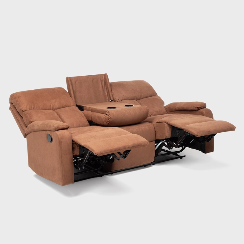 LIVING RECLINABLE SOFA 3 CUERPOS - MATHEUS CAFE   + 2 BERGERS + MESA DE CENTRO MODERNA MARMOL BLANCA - 8
