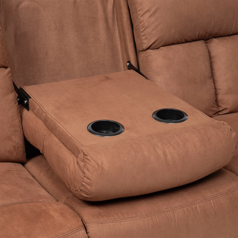 LIVING RECLINABLE SOFA 3 CUERPOS - MATHEUS CAFE   + 2 BERGERS + MESA DE CENTRO MODERNA MARMOL BLANCA - 9
