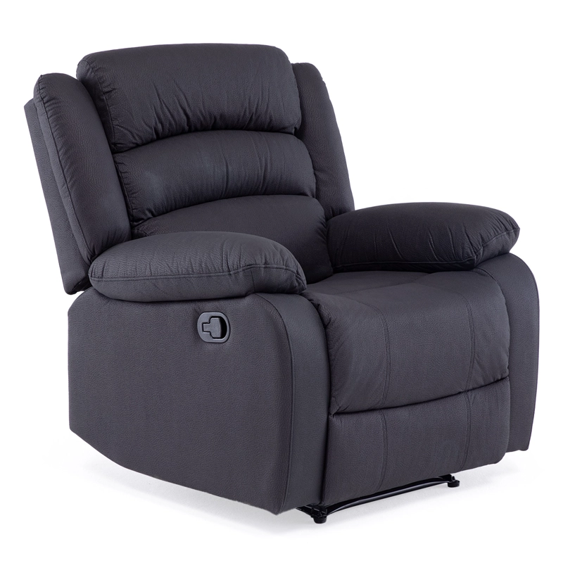 LIVING RECLINABLE SOFA 3 CUERPOS + 2 BERGERS NEGRO NEW PRAGA + MESA DE CENTRO MODERNA MARMOL - 3