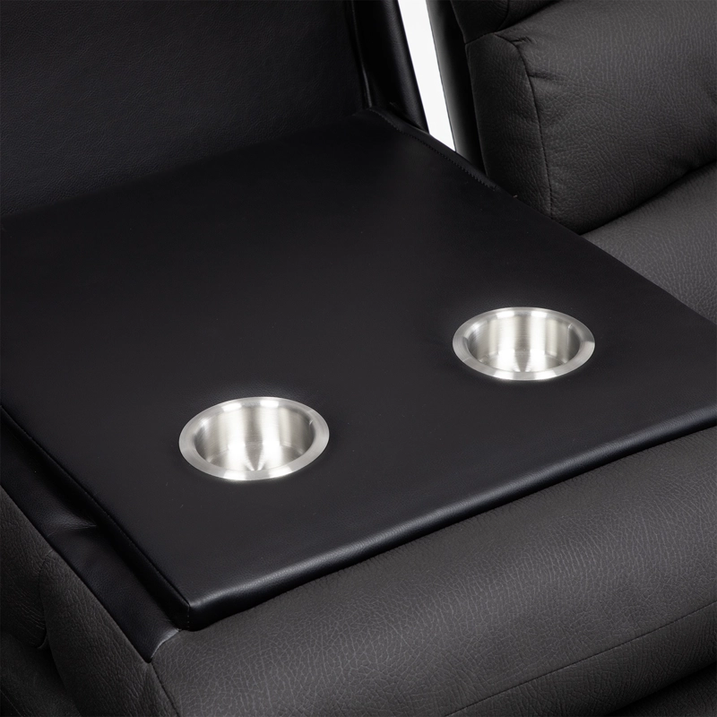 LIVING RECLINABLE SOFA 3 CUERPOS + 2 BERGERS NEGRO NEW PRAGA + MESA DE CENTRO MODERNA MARMOL - 8