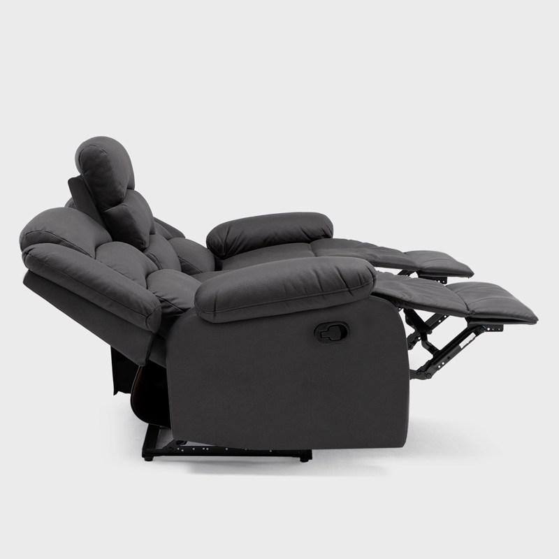 LIVING RECLINABLE SOFA 3 CUERPOS + 2 BERGERS NEGRO NEW PRAGA + MESA DE CENTRO MODERNA MARMOL - 11