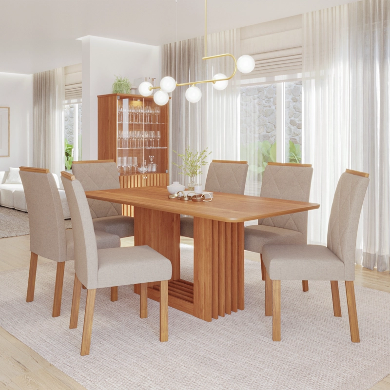 COMEDOR ELEGANTE ARIELA RECTANGULAR 6 SILLAS - 1