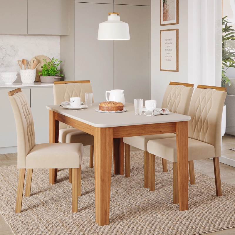 COMEDOR ELEGANTE ESTELA RECTANGULAR 4 SILLAS - 1