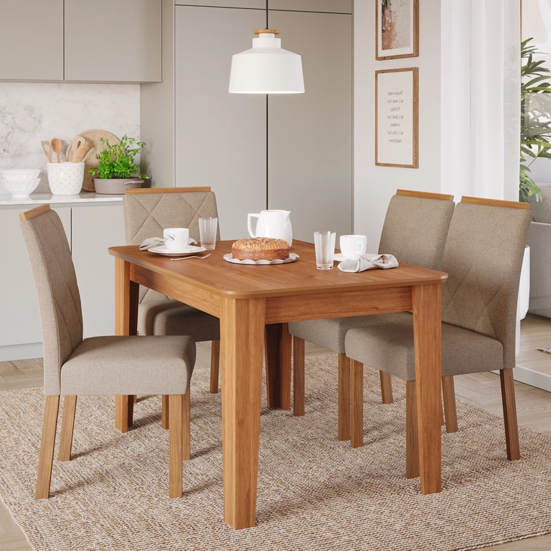 COMEDOR ELEGANTE ESTELA RECTANGULAR 4 SILLAS - 1