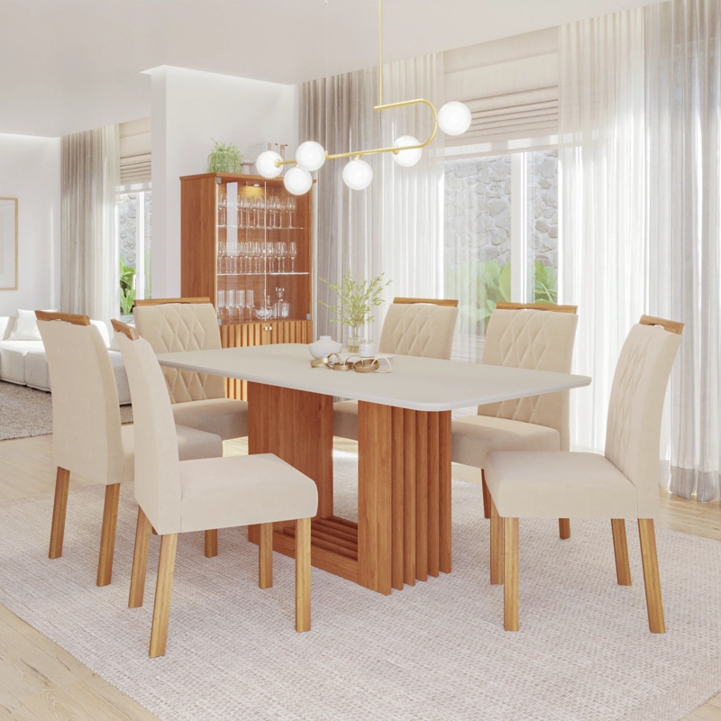 COMEDOR ELEGANTE ARIELA RECTANGULAR 6 SILLAS - 1