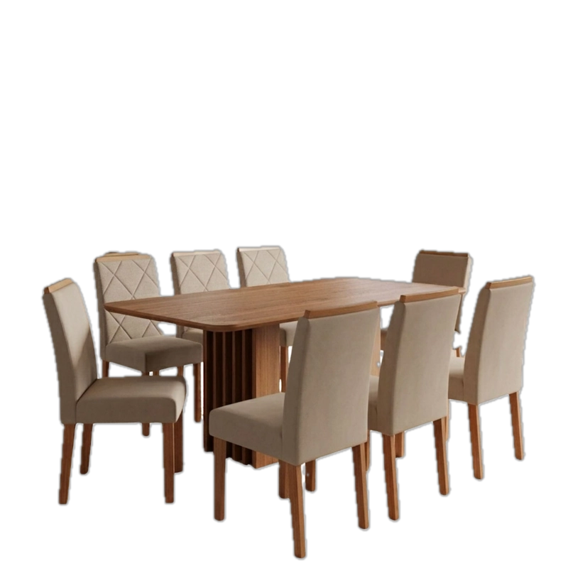 JUEGO DE COMEDOR ELEGANTE MADERA RECTANGULAR 8 SILLAS ARIELA CAFE - 2