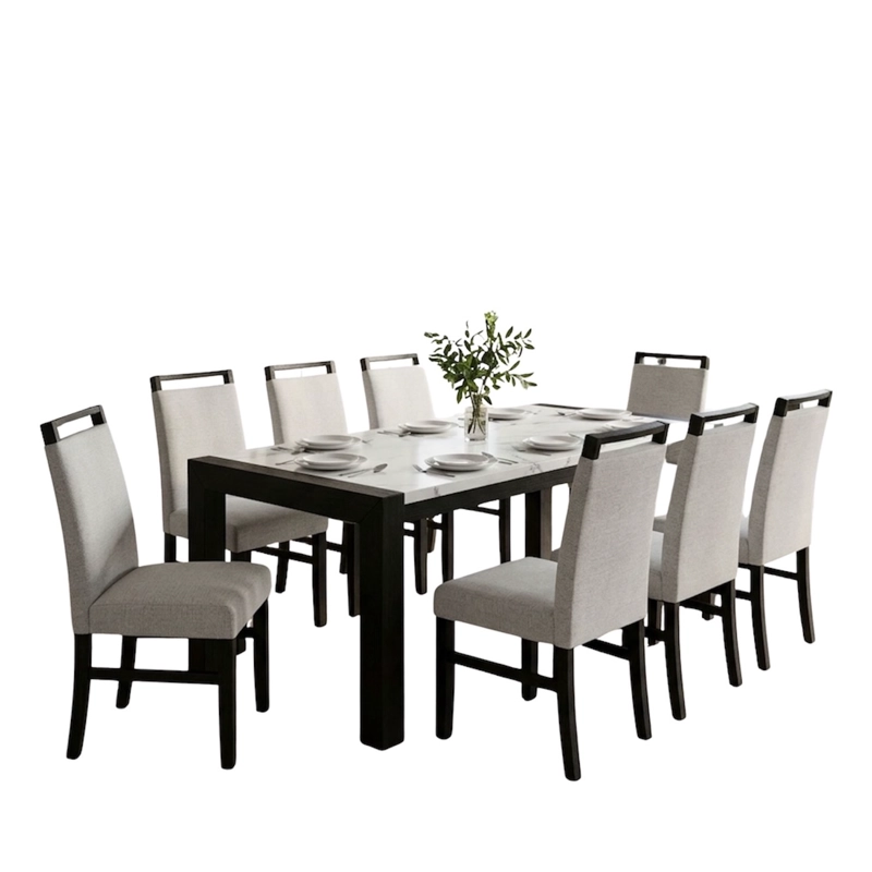 JUEGO DE COMEDOR 8 SILLAS MODERNO BELICE BLANCO - 2
