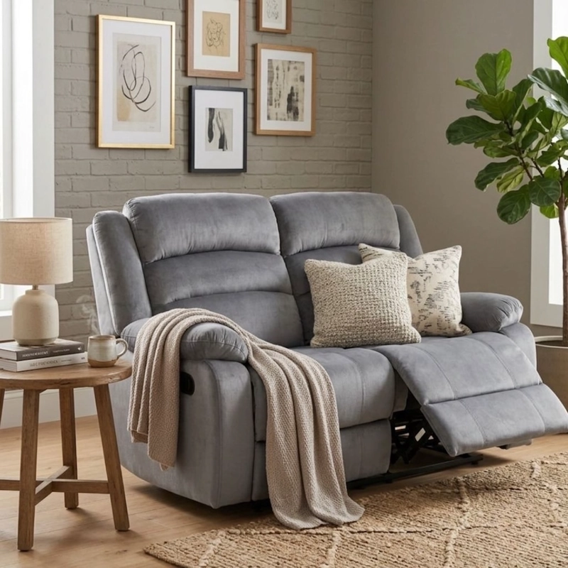 SOFA 2 CUERPOS RECLINABLE GRIS MODERNO NEW MARTELL - 1