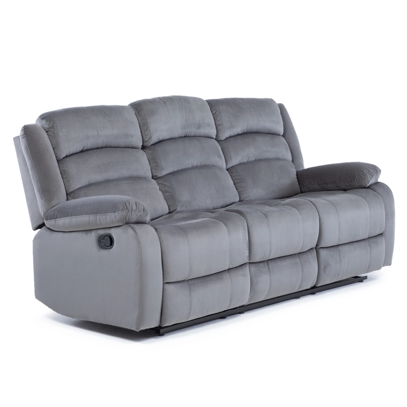 LIVING SOFA 3 CUERPOS  + SOFA 2 CUERPOS RECLINABLES MODERNO NEW MARTELL GRIS - 2