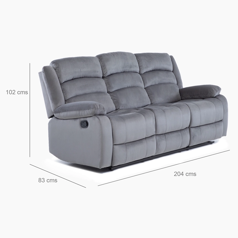LIVING SOFA 3 CUERPOS  + SOFA 2 CUERPOS RECLINABLES MODERNO NEW MARTELL GRIS - 4