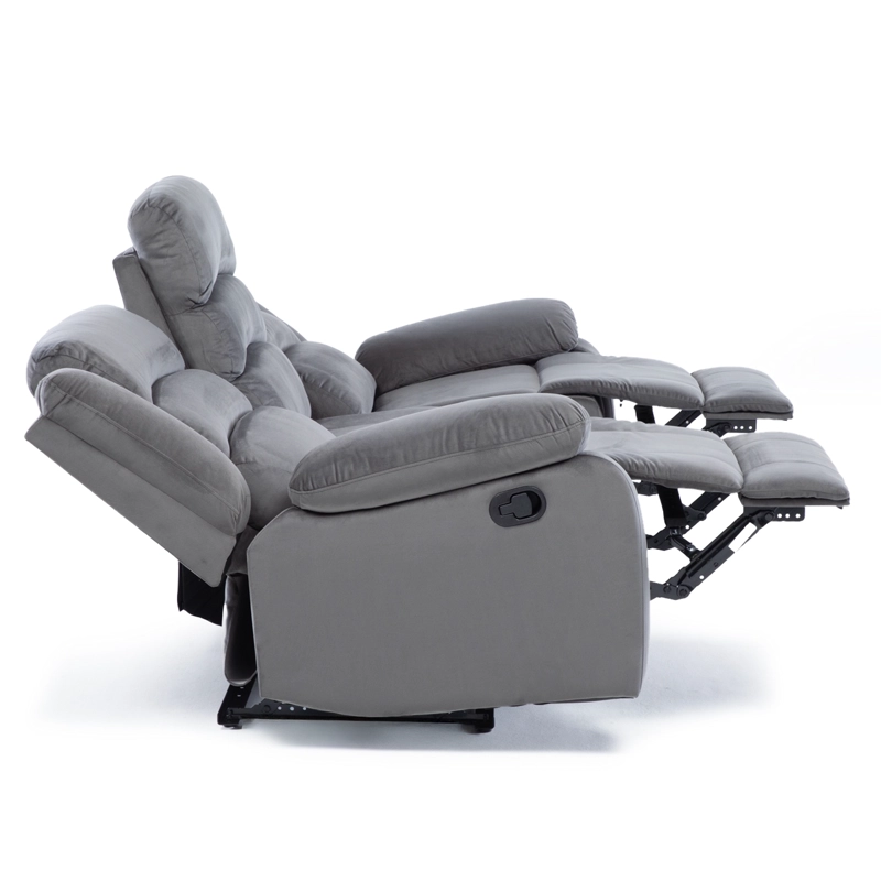 LIVING SOFA 3 CUERPOS  + SOFA 2 CUERPOS RECLINABLES MODERNO NEW MARTELL GRIS - 5
