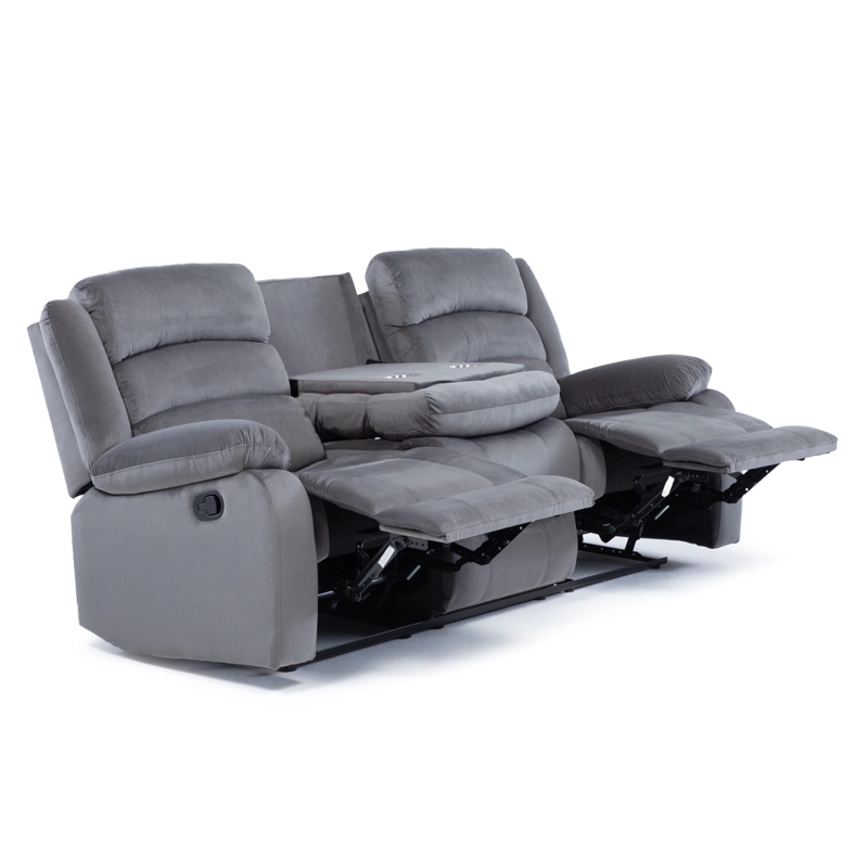 LIVING SOFA 3 CUERPOS  + SOFA 2 CUERPOS RECLINABLES MODERNO NEW MARTELL GRIS - 6
