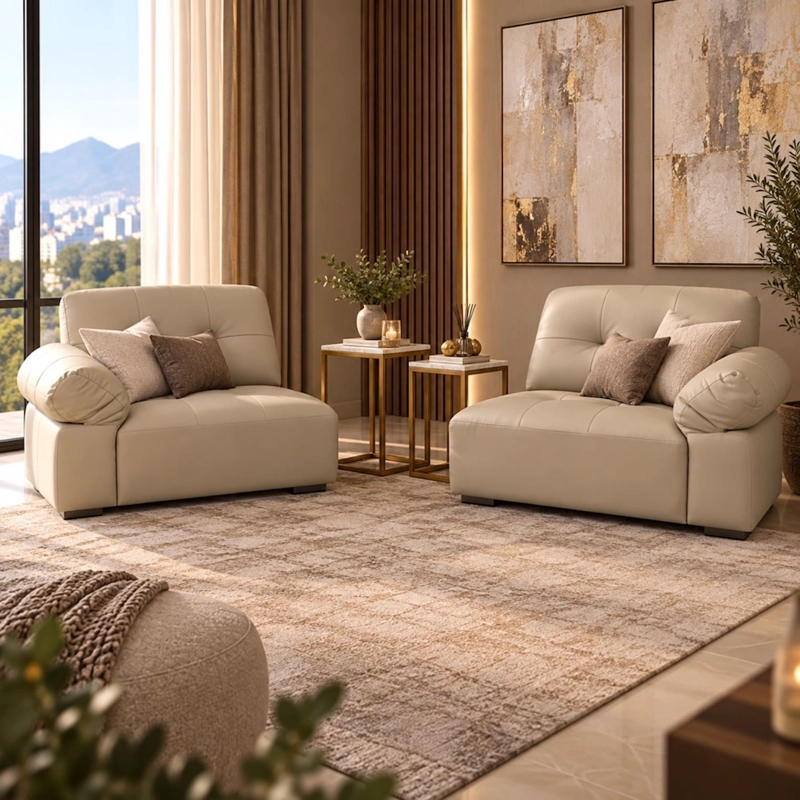 SOFA MODULAR PARA LIVING 5 PERSONAS CLASICO GE NOVA CREMA - 2