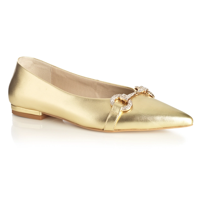 ZAPATO MUJER MALLORCA DORADO TACO PLANO VIA UNO - 4
