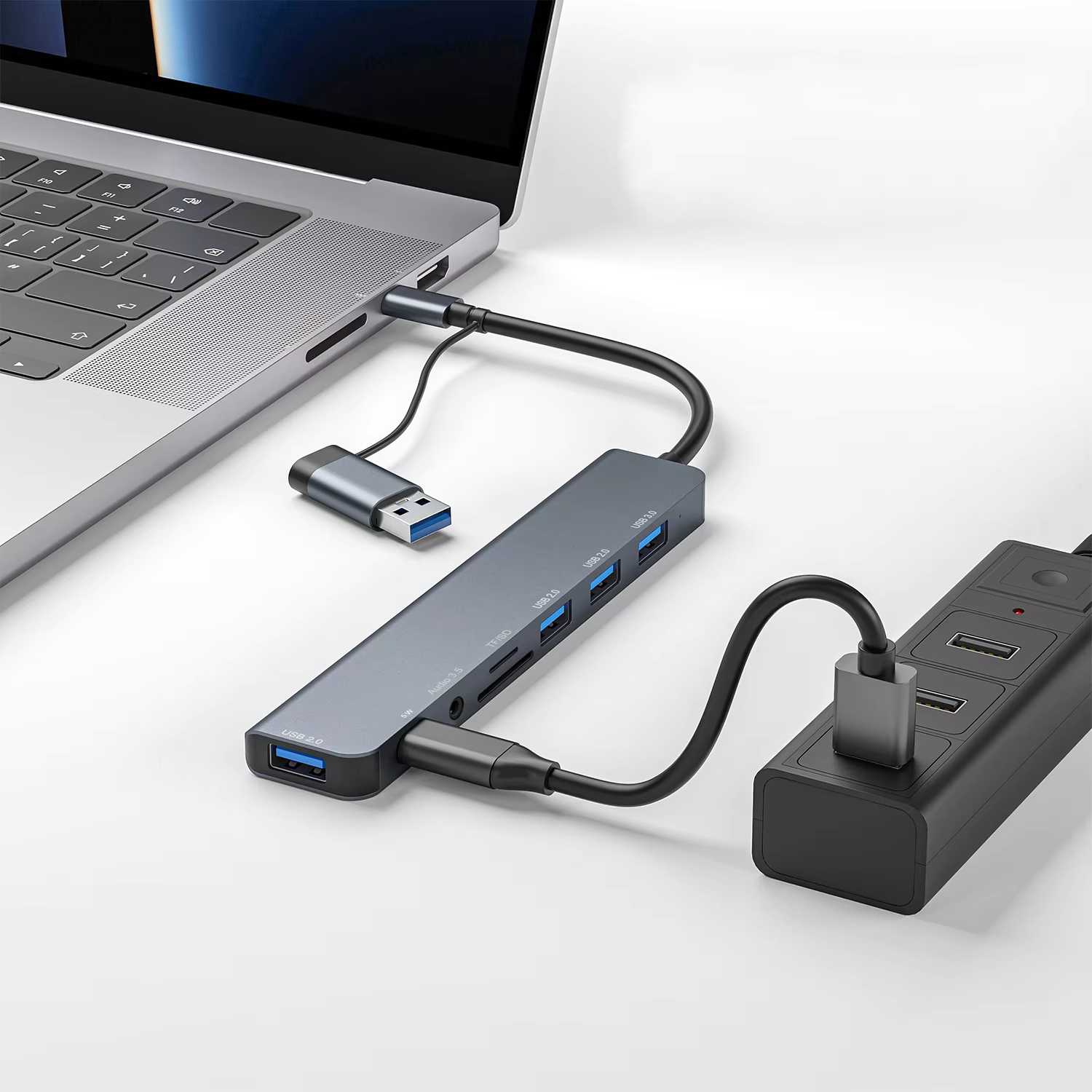 HUB ADAPTADOR USB 3.0, 8 PUERTOS EN 2 - 4