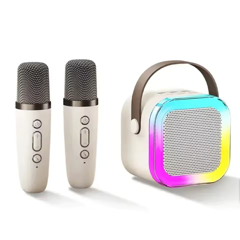 PARLANTE BLUETOOTH KARAOKE PORTATIL DOBLE MICROFONO CON MINI RGB