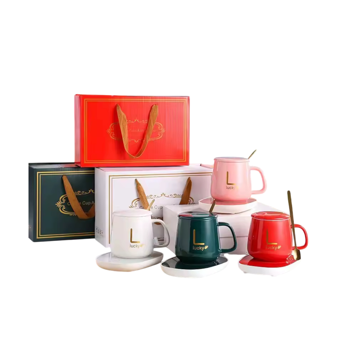 SET TAZA CON BASE CALENTADORA AUTOMÁTICA - VERDE - 2