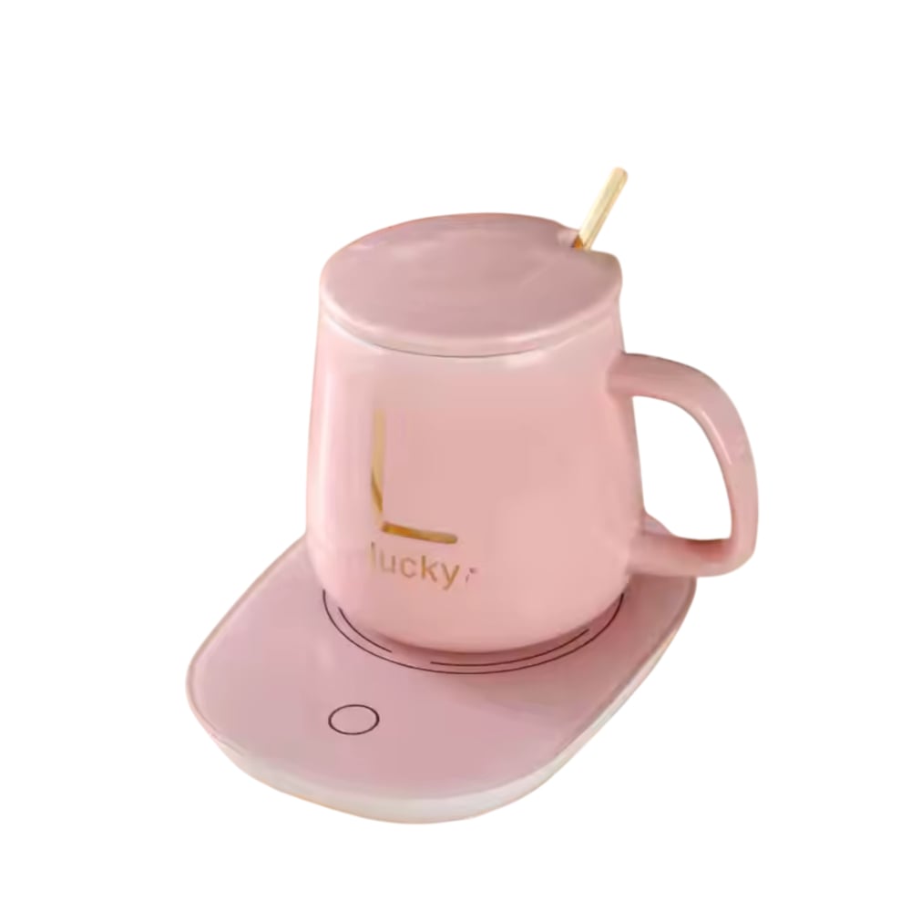 SET TAZA CON BASE CALENTADORA AUTOMÁTICA - ROSA - 1