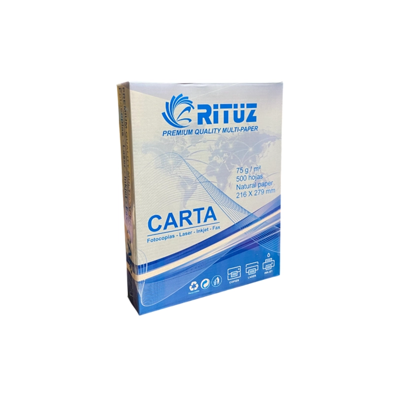 RESMA PAPEL CARTA RITUZ MULTIPROPÓSITO 500 HOJAS EN COLOR BLANCOS - 1