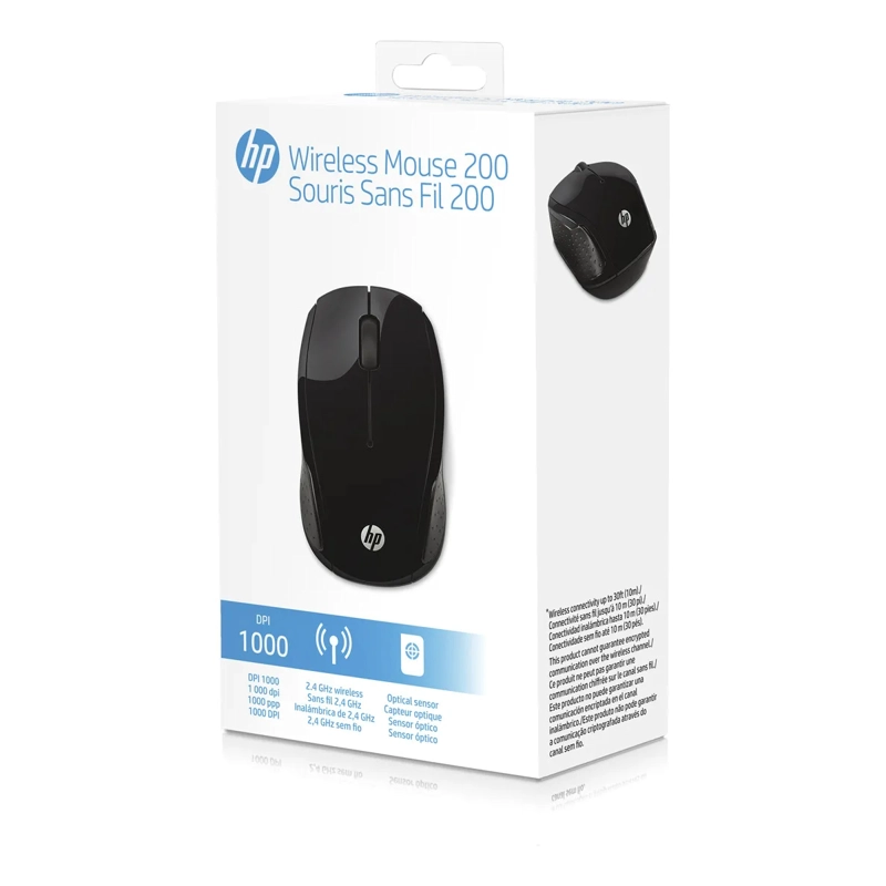 MOUSE HP 200 INALAMBRICO 1000 DPI - NEGRO - 4
