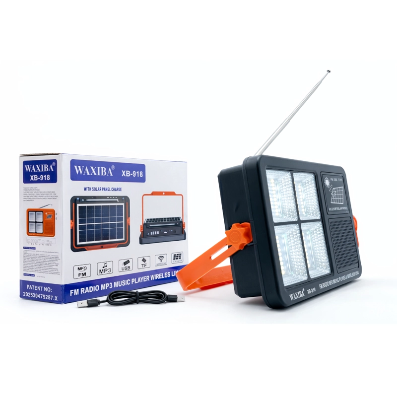 RADIO PORTATIL FM CON LINTERNA LED RECARGABLE – MODELO XB-918 MULTIFUNCIONAL - 5