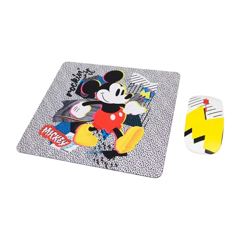 KIT MOUSE INALAMBRICO + MOUSEPAD DISNEY MICKEY  DISENO DIVERTIDO Y CONEXION SIN CABLES