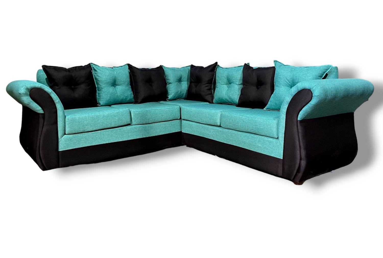SECCIONAL 5 CUERPOS MARSELLA BICOLOR LINO EN COLOR NEGRO TURQUESA - 3