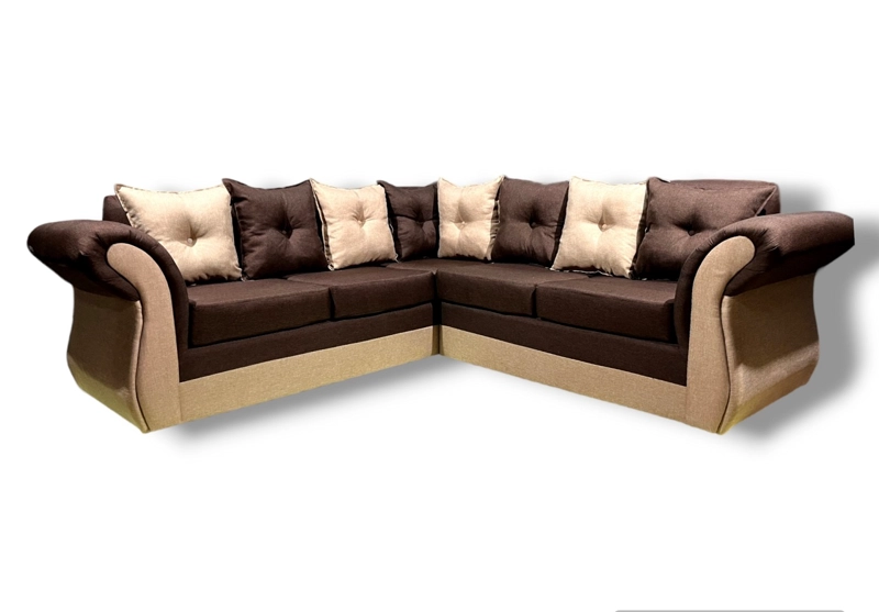 SECCIONAL 5 CUERPOS MARSELLA BICOLOR LINO EN COLOR CAFE BEIGE - 1