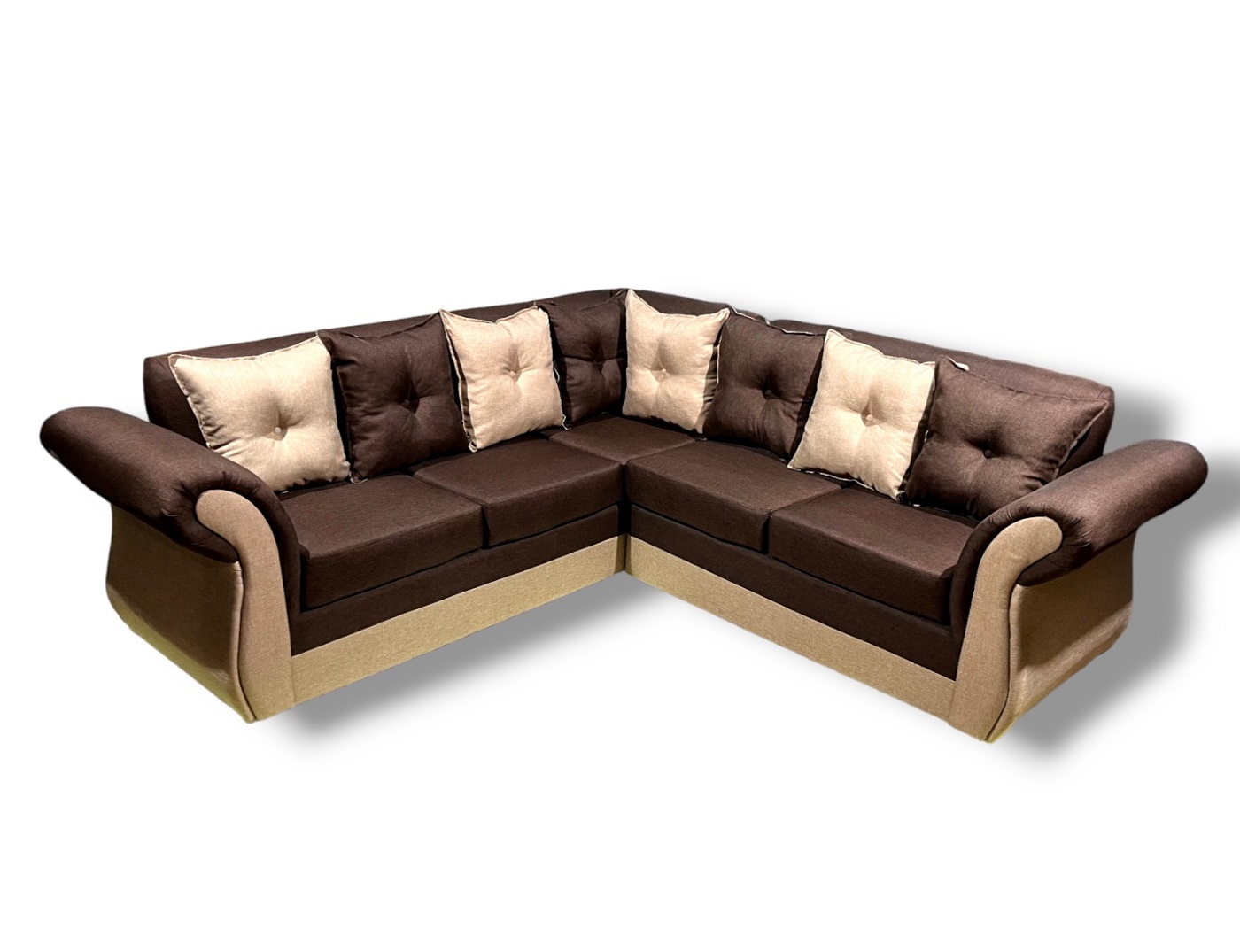 SECCIONAL 5 CUERPOS MARSELLA BICOLOR LINO EN COLOR CAFE BEIGE - 2