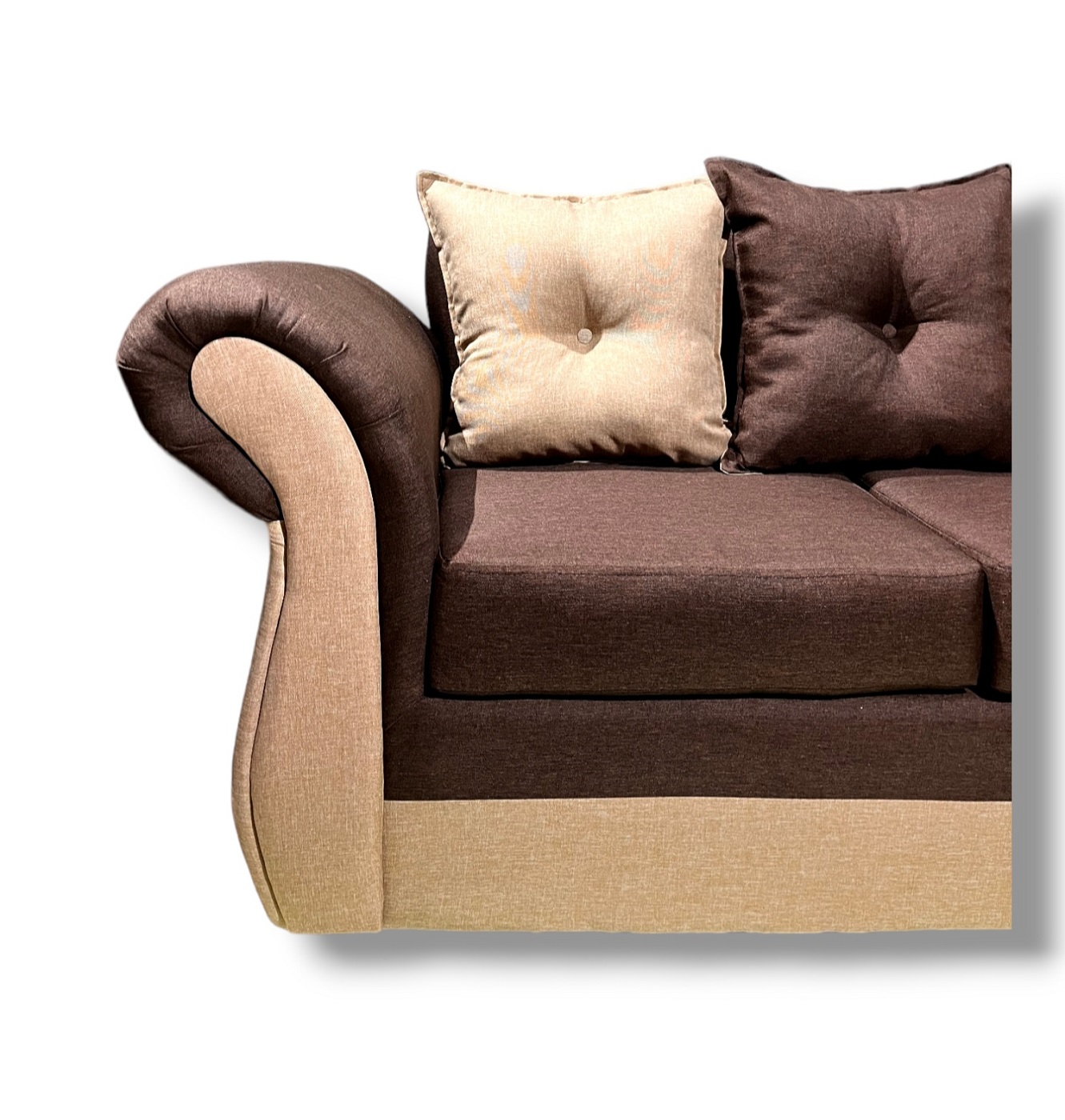 SECCIONAL 5 CUERPOS MARSELLA BICOLOR LINO EN COLOR CAFE BEIGE - 3