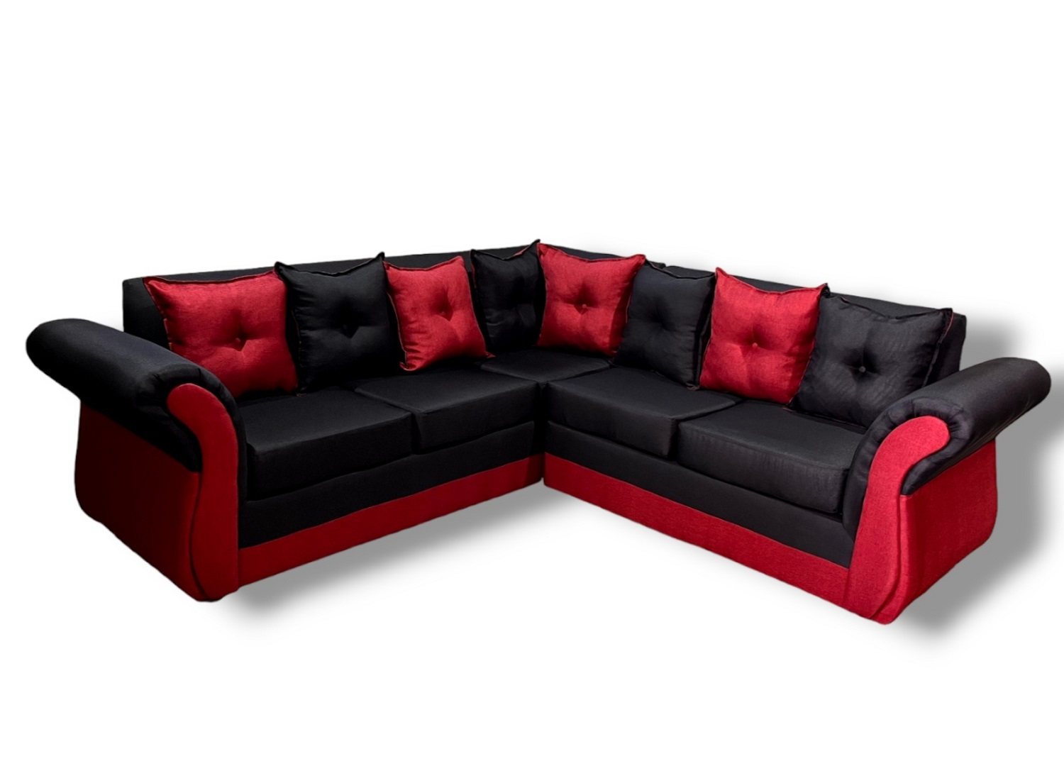 SECCIONAL 5 CUERPOS MARSELLA BICOLOR LINO EN COLOR ROJO EN COLOR NEGRO - 2