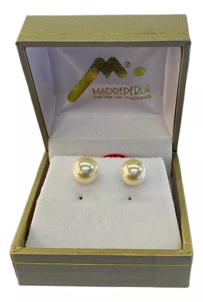 SET COLLAR PERLAS 45 CM MAS AROS MALLORCA ENCHAPADO EN ORO - 3