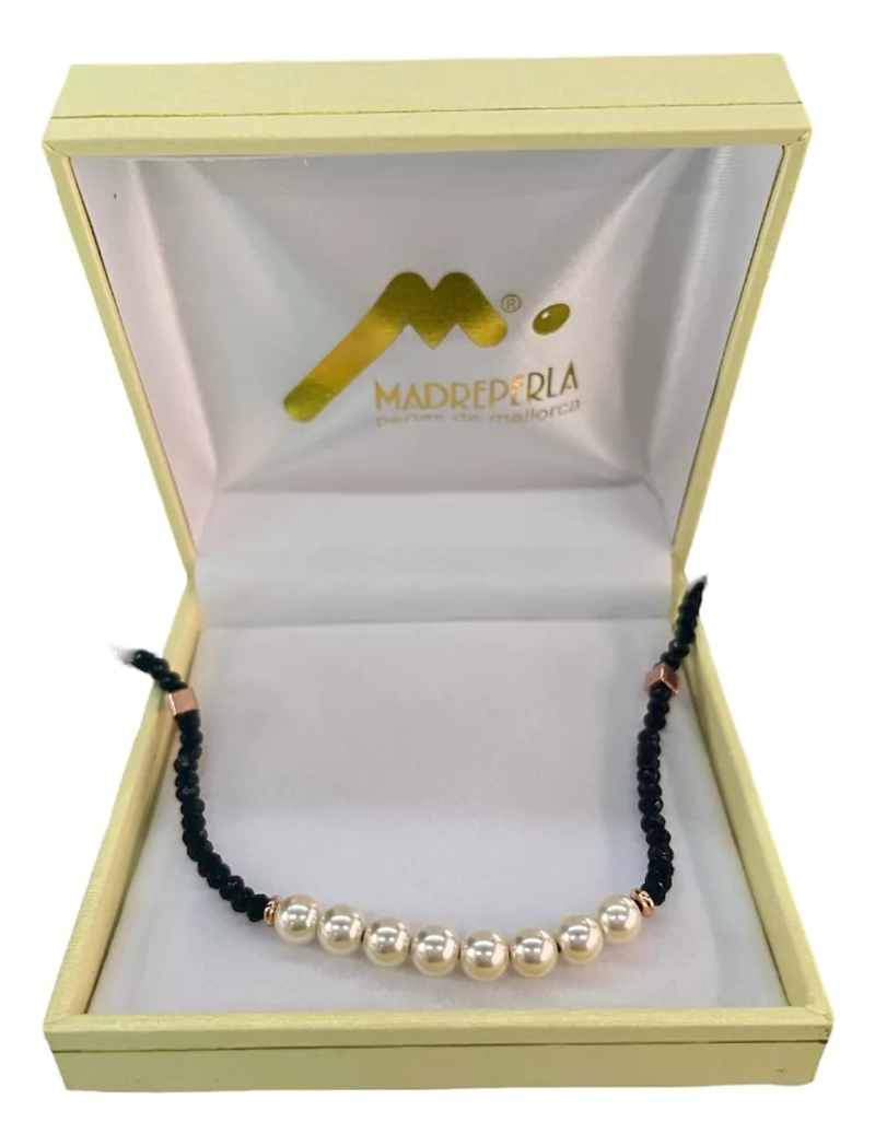 COLLAR CRISTALES ONIX DE MALLORCA 45CM BAÑADO EN ORO - 2