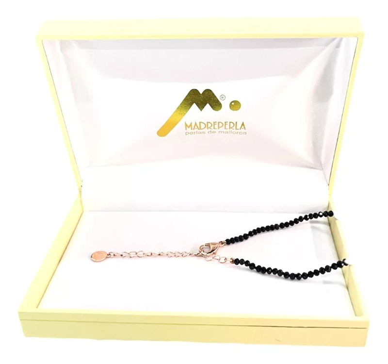 COLLAR CRISTALES ONIX DE MALLORCA 45CM BAÑADO EN ORO - 3