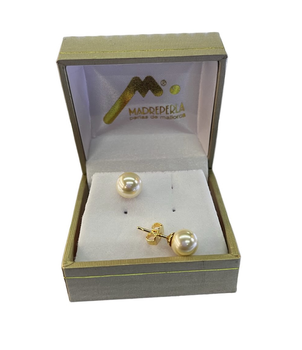 AROS MALLORCA PEGADOSDE PERLAS DE N°8 ENCHAPADO EN ORO - 2