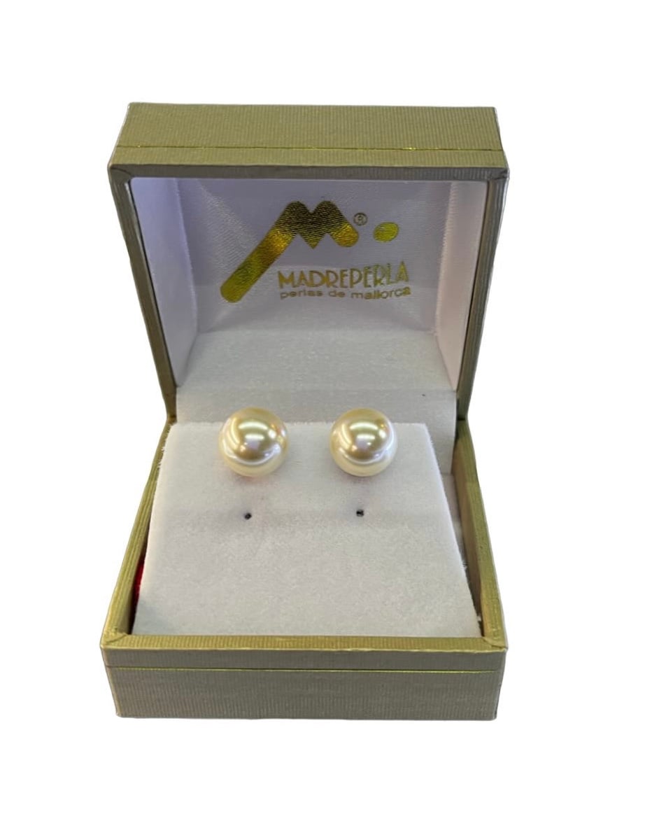 SET COLLAR DE PERLAS MALLORCA CON CRISTALES RUBI MAS AROS PERLAS - 3