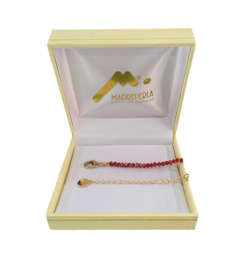 COLLAR DE PERLAS MALLORCA CON CRISTALES COLOR RUBI - 2
