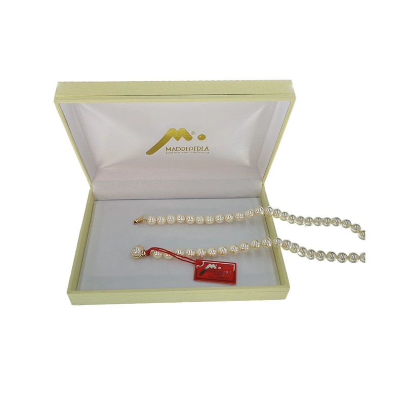 COLLAR DE PERLAS MALLORCA ENCHAPADO EN ORO 45 CM (8MM) - 3