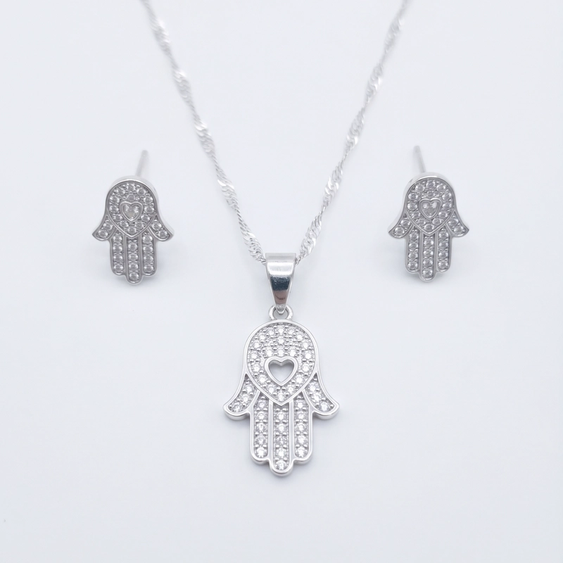 CONJUNTO EN PLATA 925 MANO DE FATIMA CON PACKING - 2
