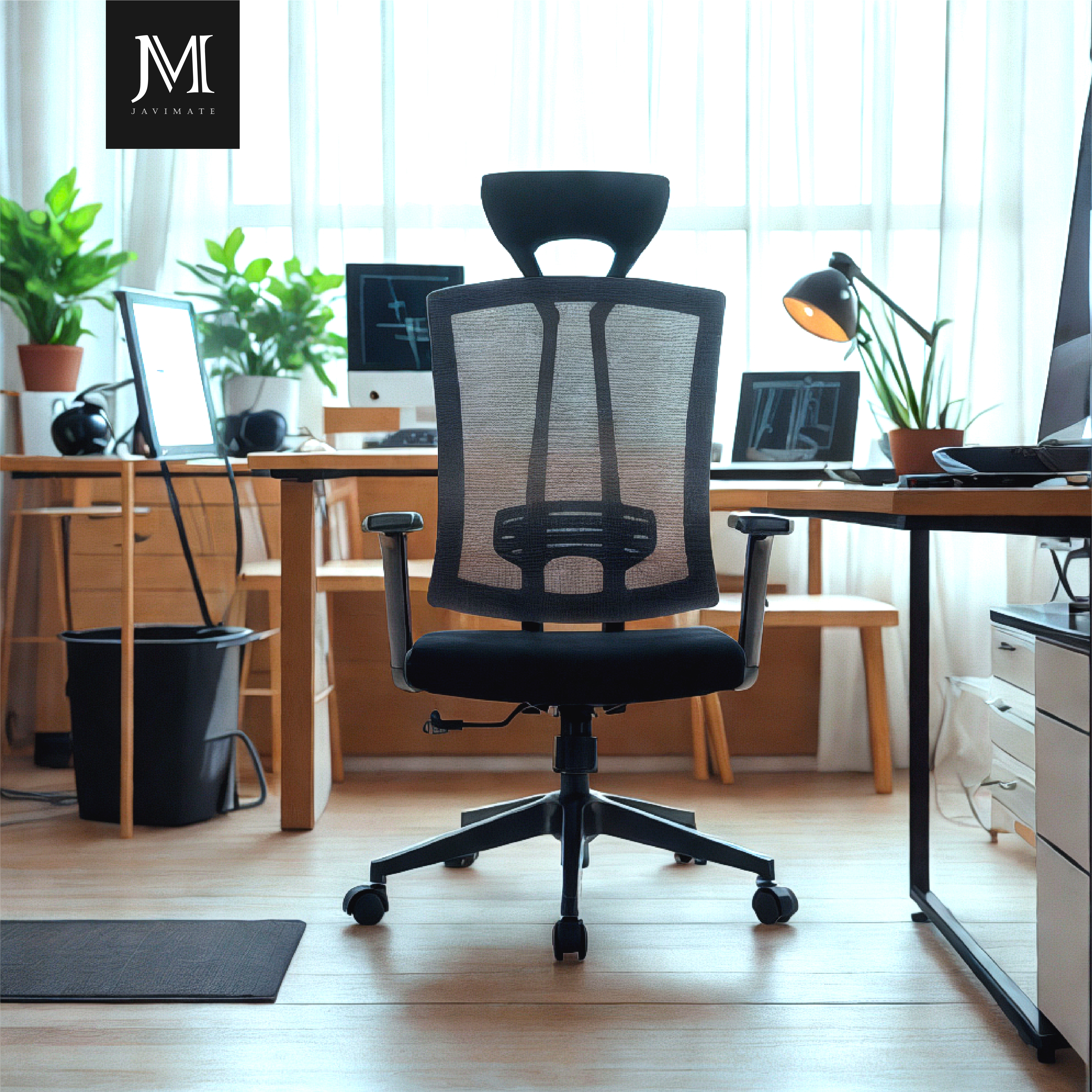 SILLA DE OFICINA ERGONOMICA PRO APOYACABEZA JAVIMATE COLOR NEGRO - 2
