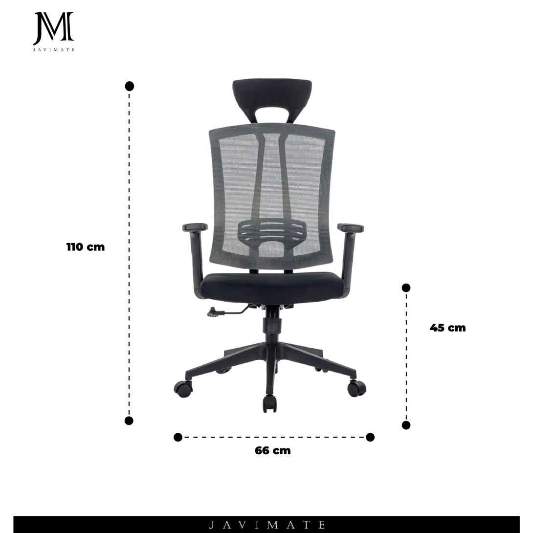 SILLA DE OFICINA ERGONOMICA PRO APOYACABEZA JAVIMATE COLOR NEGRO - 4