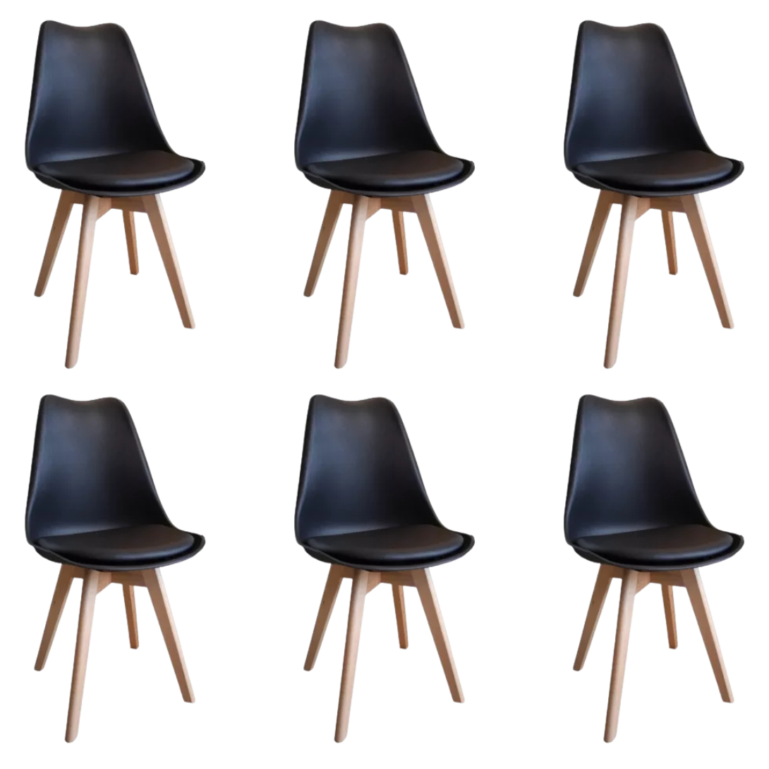 PACK 6 SILLAS DE COMEDOR TULIP ACOLCHADA - 1