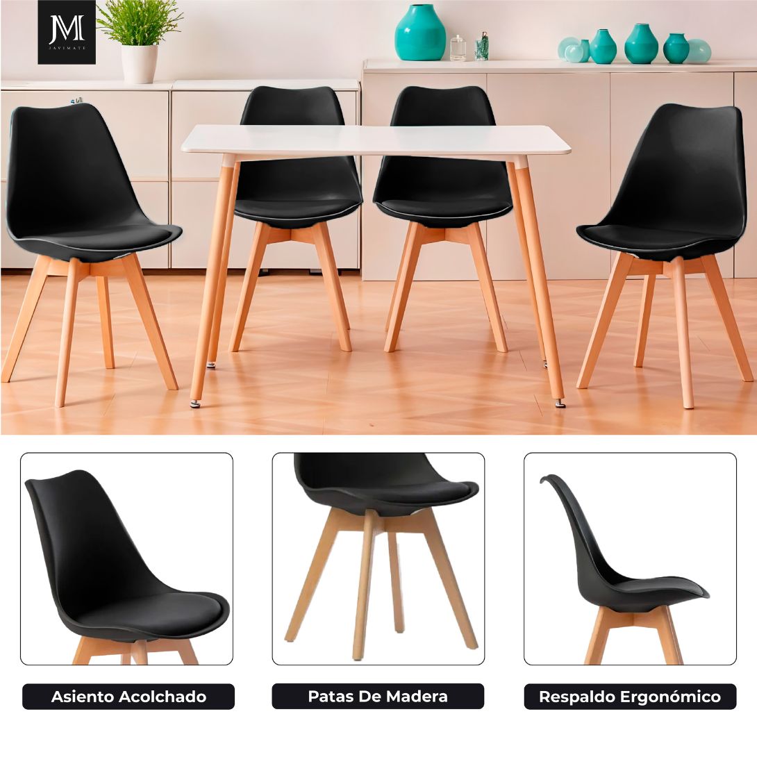PACK 6 SILLAS DE COMEDOR TULIP ACOLCHADA - 7