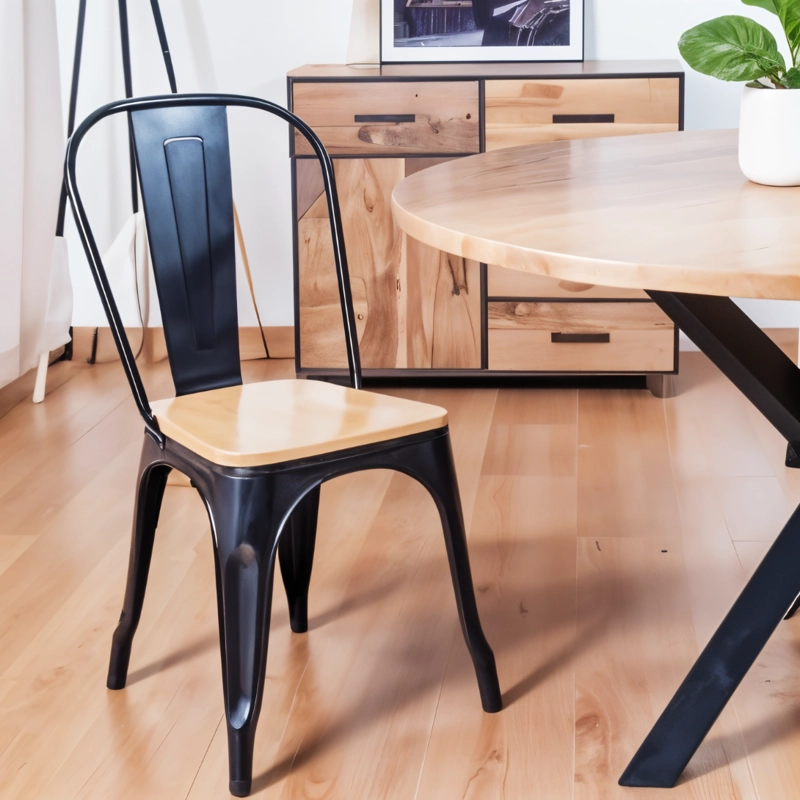 SILLA DE METAL TOLIX ASIENTO DE MADERA - 2
