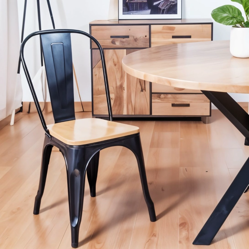 PACK 4 SILLAS DE METAL TOLIX ASIENTO MADERA - 2