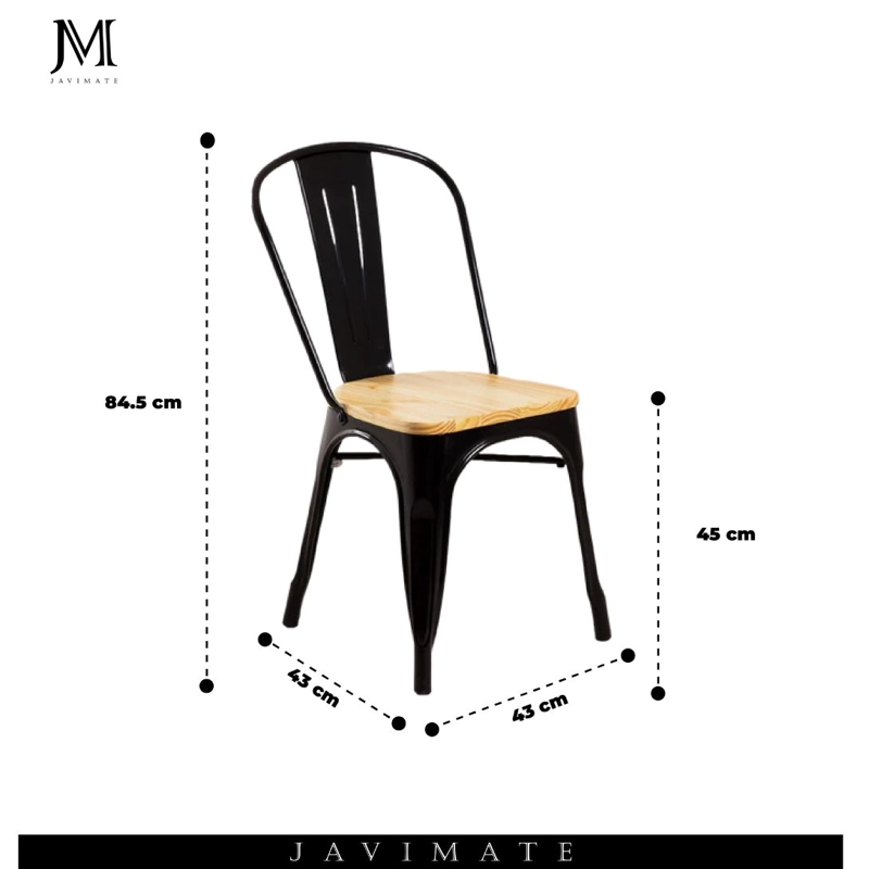 PACK 4 SILLAS DE METAL TOLIX ASIENTO MADERA - 5