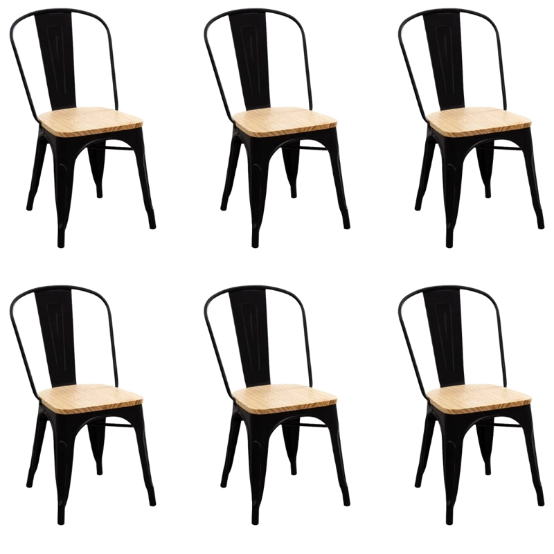 PACK 6 SILLAS DE METAL TOLIX ASIENDO MADERA - 1